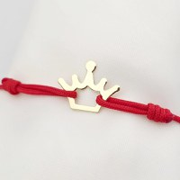 Bratara coronita din Aur de 9K- cu snur reglabil - 1