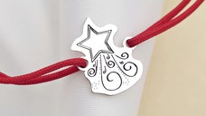 Bratara Craciun - Steaua sus rasare - Argint 925, snur reglabil diverse culori