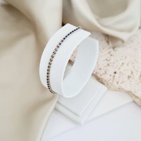 Bratara cromatica - Model cu lant impletit cu Zirconii - Argint 925 placat cu Aur Galben 18K - 1