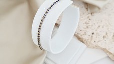 Bratara cromatica - Model cu lant impletit cu Zirconii - Argint 925 placat cu Aur Galben 18K