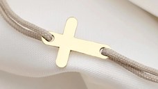 Bratara Cruciulita - Argint 925 placat cu Aur Galben 18K - snur reglabil