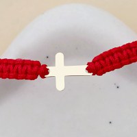 Bratara Cruciulita - Aur Galben 9K - snur impletit reglabil - 1