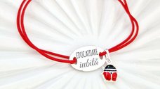 Bratara cu charm la alegere - Educatoare iubita - Pandantiv oval cu snur reglabil - Argint 925