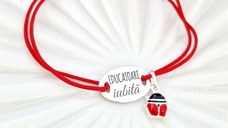 Bratara cu charm la alegere - Educatoare iubita - Pandantiv oval cu snur reglabil - Argint 925