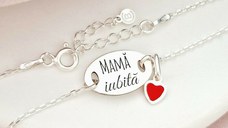 Bratara cu charm la alegere - Mama iubita - Pandantiv oval cu lantisor - Argint 925