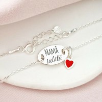 Bratara cu charm la alegere - Mama iubita - Pandantiv oval cu lantisor - Argint 925 - 1