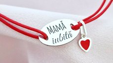 Bratara cu charm la alegere - Mama iubita - Pandantiv oval cu snur reglabil - Argint 925