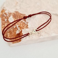 Bratara cu Diamant natural albastru - Model infinit - Aur Galben 9K si snur reglabil - 1