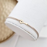 Bratara cu Diamant natural - Cheie - Aur Galben 14K si snur reglabil - 1