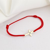 Bratara cu Diamant natural - Cruce - Aur Galben 14K - snur reglabil - 1