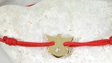 Bratara cu Diamant natural - Model Inger stilizat - Aur Galben/Roz/Alb 14K si snur reglabil