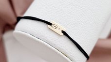 Bratara cu Diamant Natural - Model Placuta din Aur 14K cu Snur Reglabil