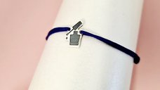 Bratara cu lac pentru unghii - Argint 925, snur negru ajustabil