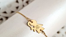 Bratara cu lantisor si pandantiv silueta fata - Personalizata cu nume - Argint 925 placat cu Aur Galben 18K