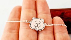 Bratara cu pandantiv Chow Chow si lantisor din Argint 925