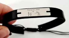 Bratara din piele pentru barbati - Placuta personalizata cu simbol de familie - Aur Alb 14k