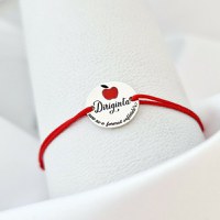 Bratara diriginta care ne-a format sufletele - Argint 925 si email rosu- Snur reglabil - 1