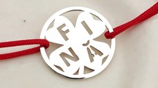 Bratara disc si trifoi cu patru foi - decupaj Fina - Argint 925 - Snur reglabil, diverse culori