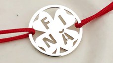 Bratara disc si trifoi cu patru foi - decupaj Fina - Argint 925 - Snur reglabil, diverse culori