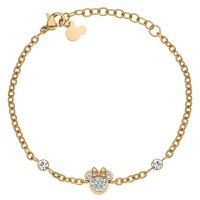 Bratara Disney Minnie Mouse - Otel Medical Inoxidabil Auriu si Cristale Albe - 1