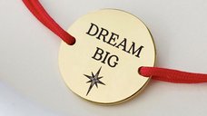 Bratara Dream big - Banut 15 mm si snur reglabil - Otel Inoxidabil 316L Aur Galben 18K placare PVD