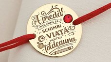 Bratara Educatie personalizata cu amprenta, Argint 925 placat cu Aur Galben 18K si Cristal Swarovski, snur reglabil