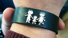 Bratara Familia Mea - pentru barbat - 3 membri - Argint 925 si Piele lata Bratara Familia Mea - pentru barbat - 3 membri - Argint 925 si Piele lata