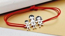 Bratara Familie - 3 Membri - pandant Argint 925 - snur reglabil