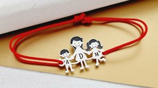 Bratara Familie - 3 Membri - pandant Argint 925 - snur reglabil