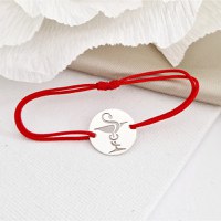 Bratara Farmacist - Argint 925, snur rosu reglabil - 1