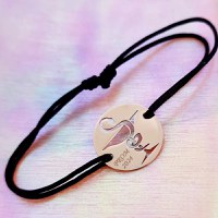 Bratara Farmacist - Aur Roz 14K - 15 mm banut - grosime 0.35 mm - snur negru reglabil - 1