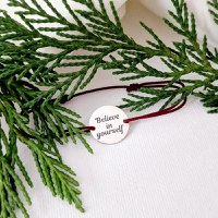 Bratara festiva - Mesaje de Bucurie - Banut gravat - Argint 925 - Snur reglabil - 1