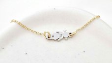 Bratara Fior al Copilariei - Model Fetita cu Diamant natural - Argint 925 & Argint placat cu Aur Galben 18K
