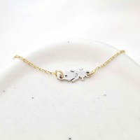 Bratara Fior al Copilariei - Model Fetita cu Diamant natural - Argint 925 & Argint placat cu Aur Galben 18K - 1