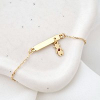 Bratara Fior al Vietii - Model placuta cu charm Fetita cu Rubin - Argint 925 placat cu Aur Galben 18K - 1