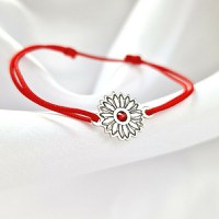 Bratara Floare cu multe petale - Argint 925 - cristal Swarovski - snur reglabil - 1