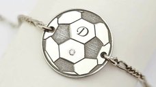 Bratara Fotbal cu Diamant Natural - Argint Rodiat pentru Copii