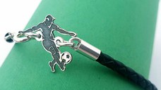 Bratara fotbalist - Argint 925 - piele impletita