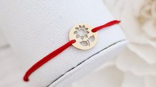 Bratara Fragment de Floarea Soarelui - Argint 925 placat cu Aur Galben 18K - Snur reglabil, diverse culori