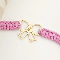 Bratara fundita decupata - Personalizata cu initiala - Argint 925 placat cu Aur Galben 18K - Snur impletit reglabil - 1