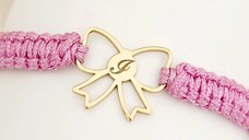 Bratara fundita decupata - Personalizata cu initiala - Argint 925 placat cu Aur Galben 18K - Snur impletit reglabil