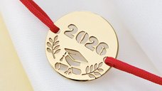 Bratara Graduation - An Decupat cu Banut de 15 mm si Snur Reglabil - Argint 925 Placat cu Aur Galben 18K