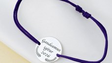 Bratara Graduation Gaudeamus Igitur din Argint 925 cu Banut de 15 mm si Snur Reglabil