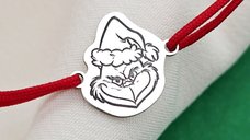 Bratara Grinch de Craciun - Argint 925 cu snur reglabil in diverse culori