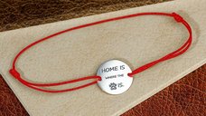 Bratara Home is where the paw is - Argint 925 cu snur negru