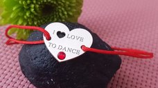 Bratara I love to dance - Argint 925 cu cristal Swarovski si snur rosu ajustabil