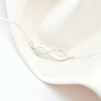 Bratara infinit decorat cu Zirconii albe - Argint 925 - Lant bratara dama - 1