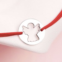 Bratara Inger decupat - Argint 925, snur rosu - 1