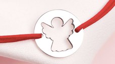 Bratara Inger decupat - Argint 925, snur rosu