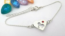 Bratara inima cu bebelus decupat - Argint 925 - Cristal Swarovski - cu lantisor